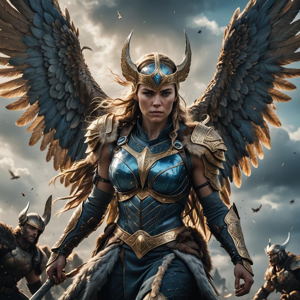 Valkyrie Slaying Thanos: Viking-Inspired Fantasy Art