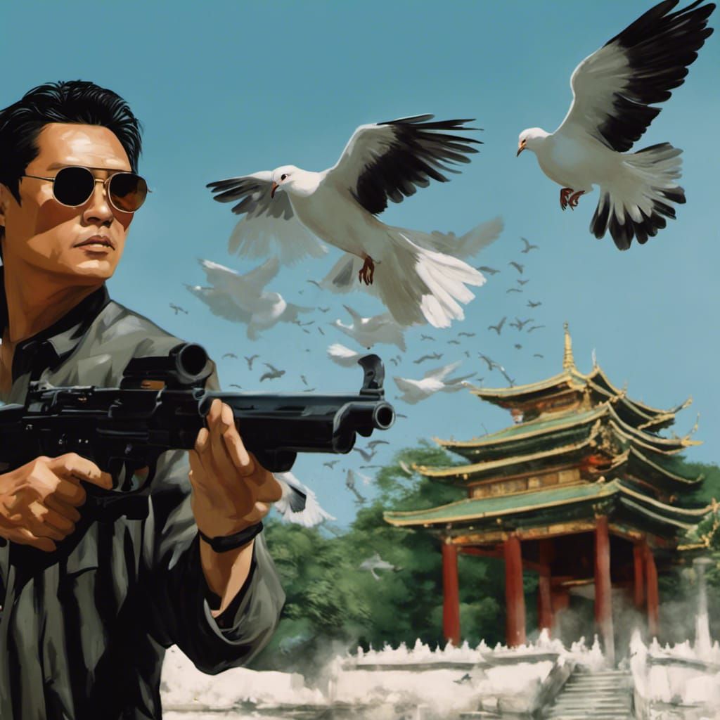 Chow Yun Phat Action Scene (with White Doves Flying Above)