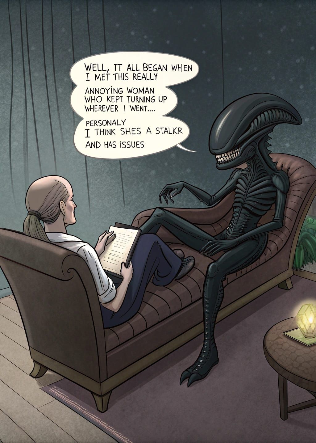 Alien in Therapy: Eerie Xenomorph Counselling Session