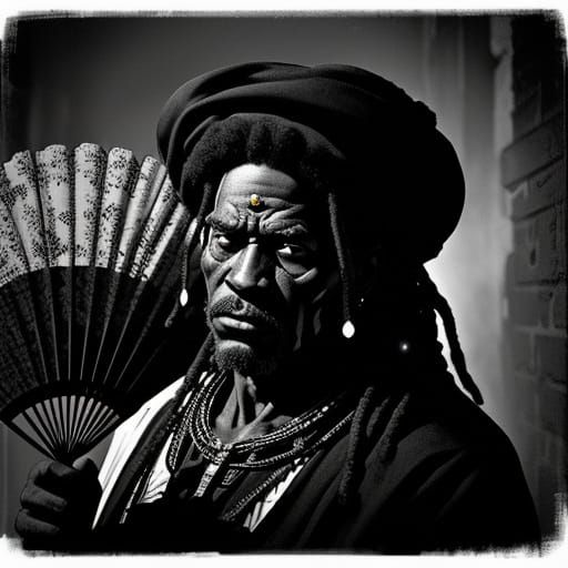 Film Noir: Voodoo Priest with Fan