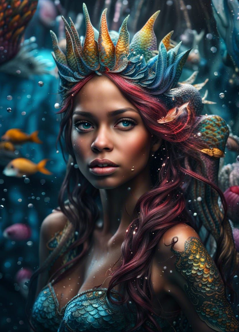 Glittering Fairytale Mermaid in Graffiti Art Style