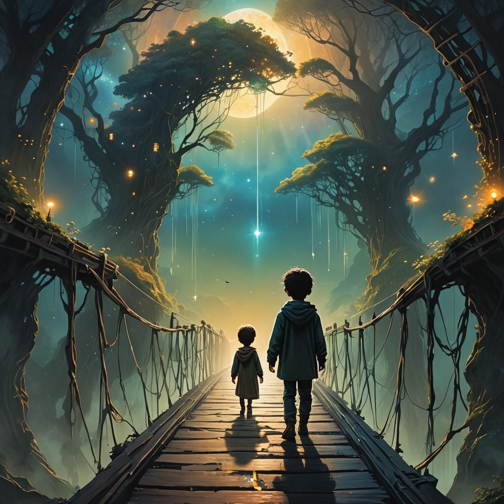 Ethereal Childhood Hero Emerges in Cosmic Dreamscape