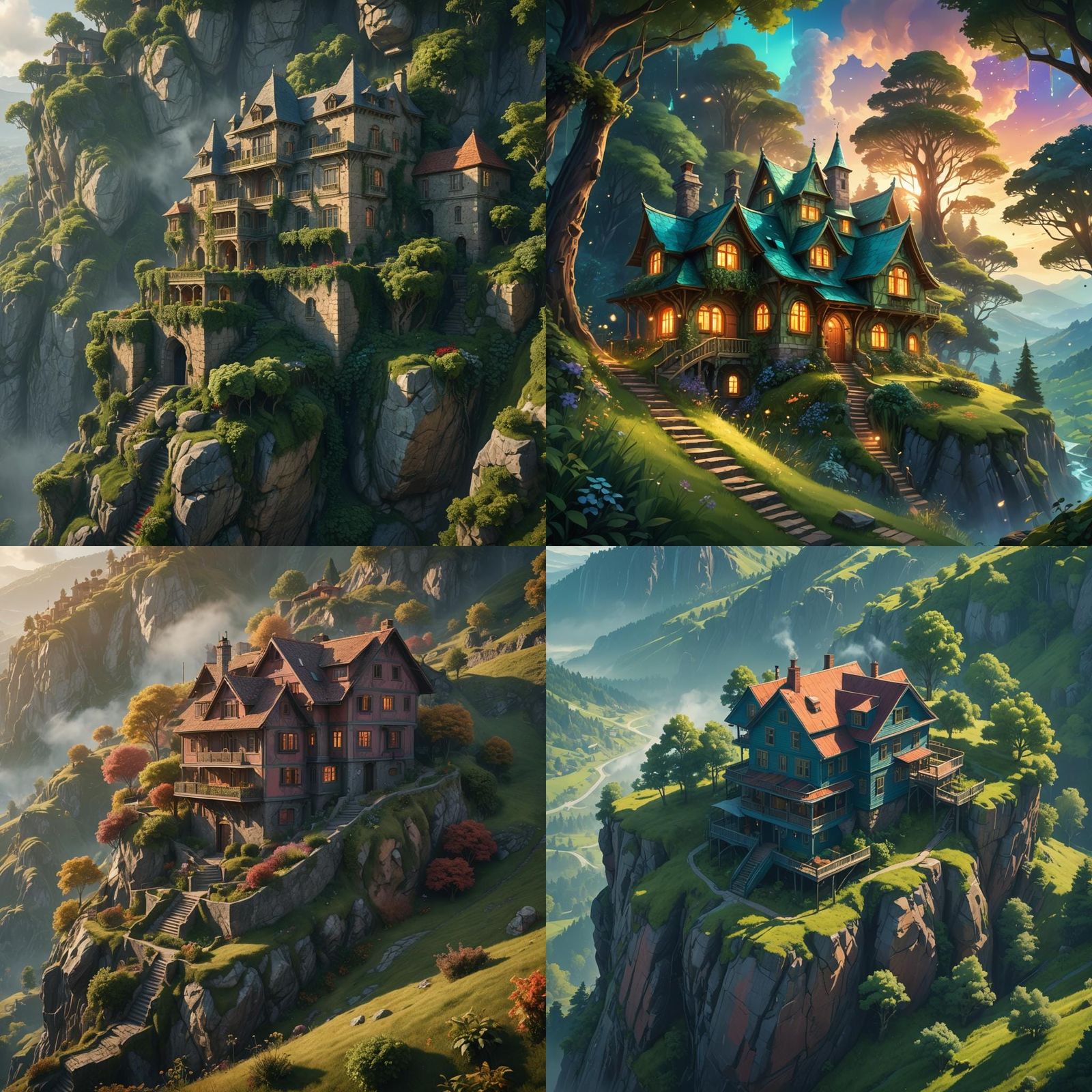House on Hillside: Detailed Matte Painting