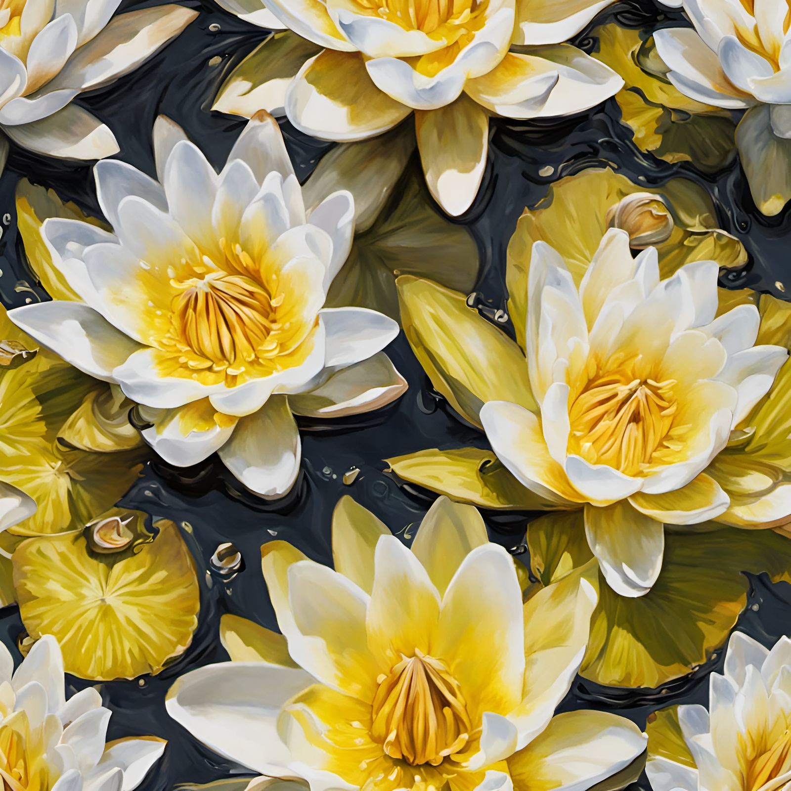 Yellow and white water lillies