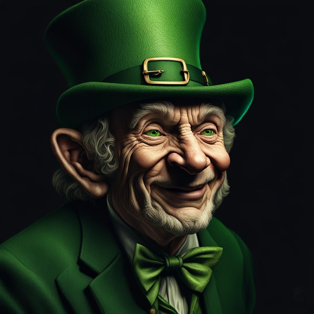 Mischievous Leprechaun in Cinematic Green Hues