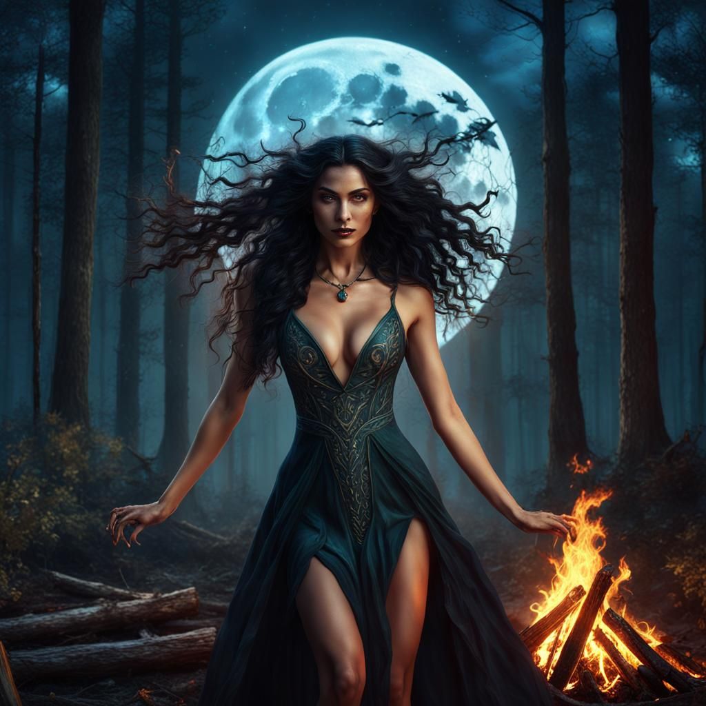Nature Witch Dancing Under the Moon
