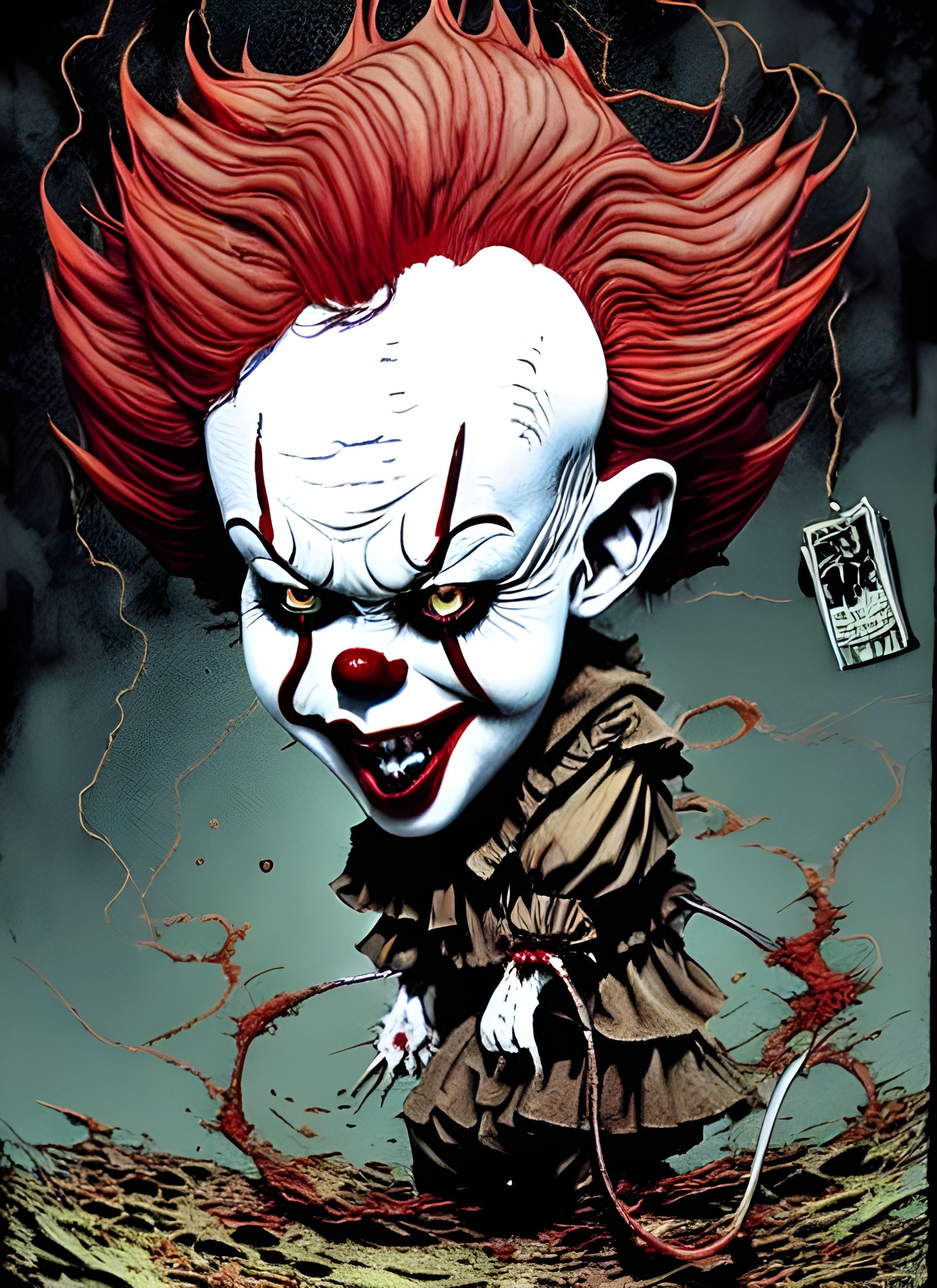 Chibi Pennywise Sinister Horror Illustration