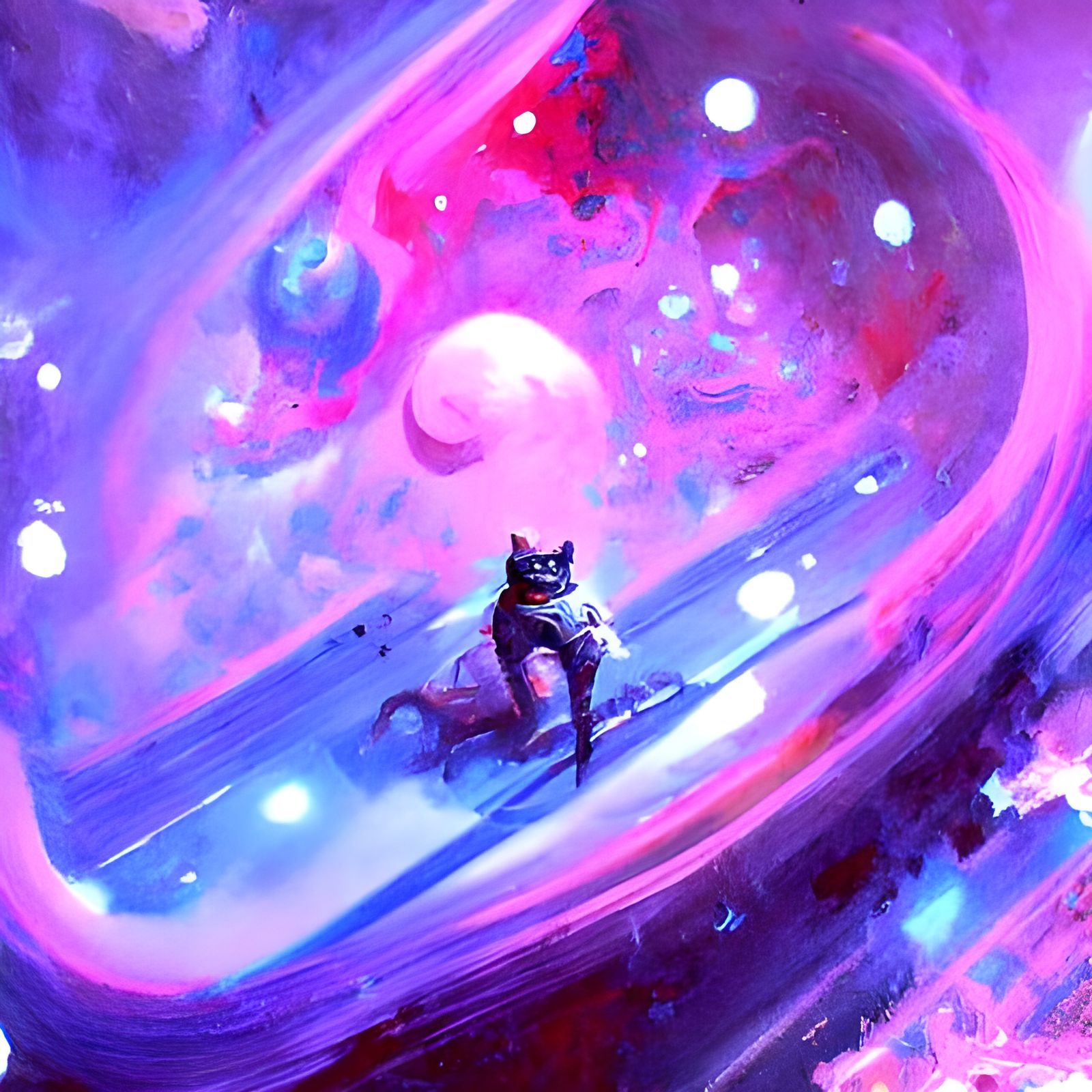 Astronaut Cat Amongst the Stars: Digital Illustration