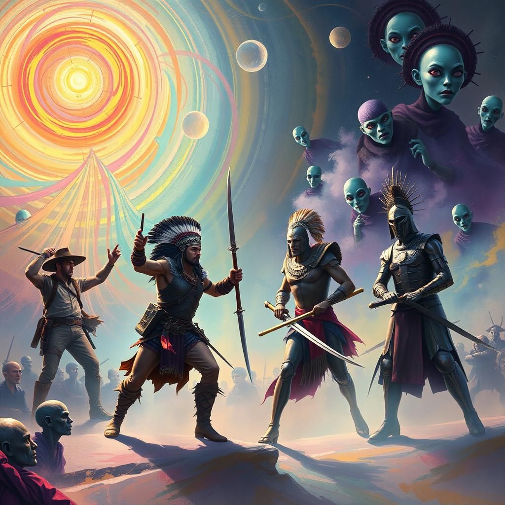 A cowboy, Aztec warrior, Roman soldier and a Samurai caught ...