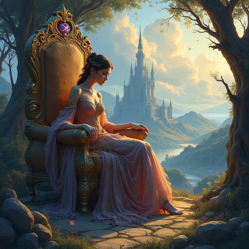 Elegant Princess in Whimsical Fantasy Realm