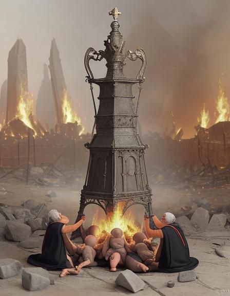 Biblical Hellscape: Infants Cast into Hellfire