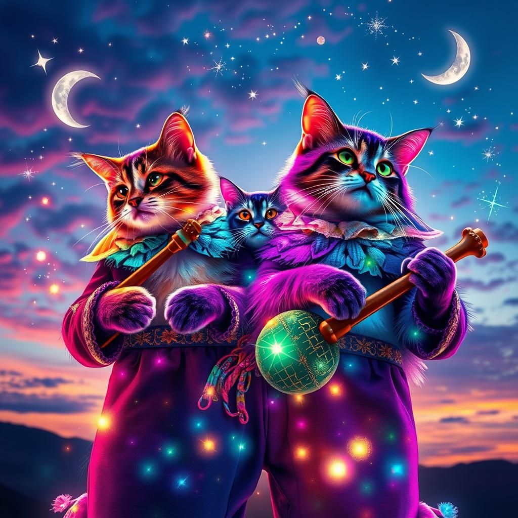 Technicolor Mariachi Pants with Cats and Maracas