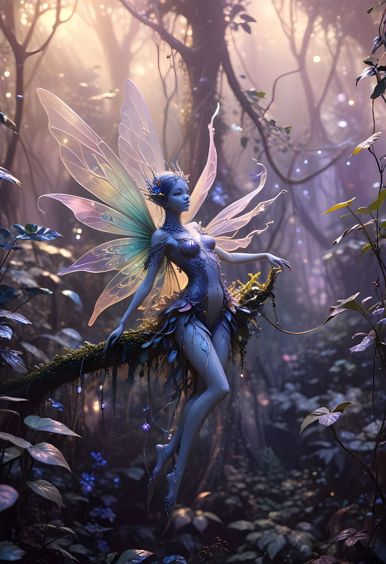 Whimsical Fairy in a Dreamlike Forest Setting