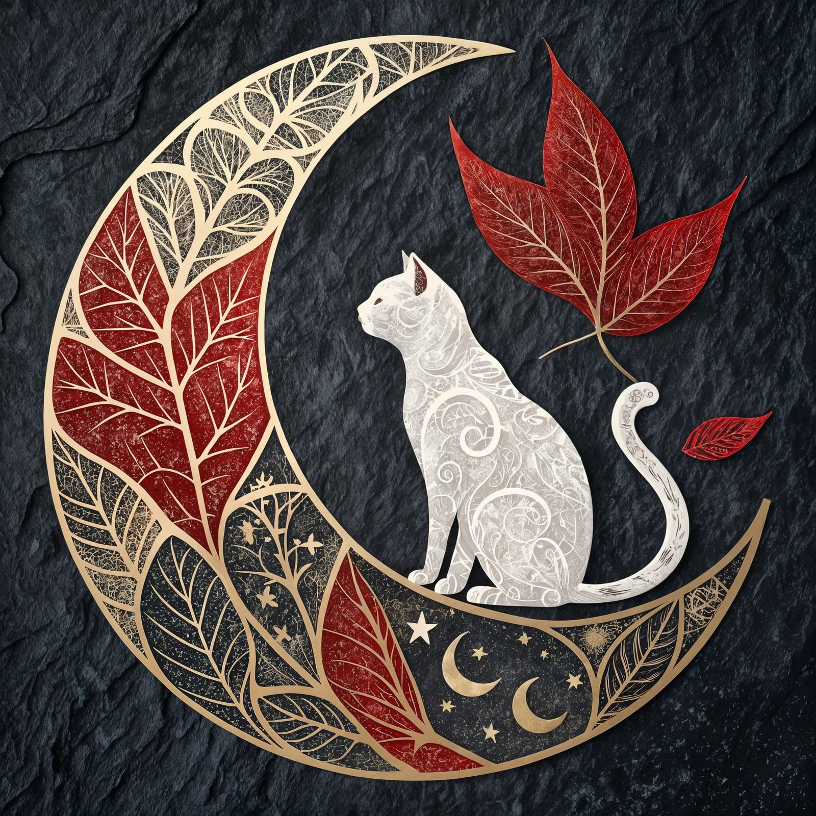 Luxurious Moon Cat in Muted Metallic Colors