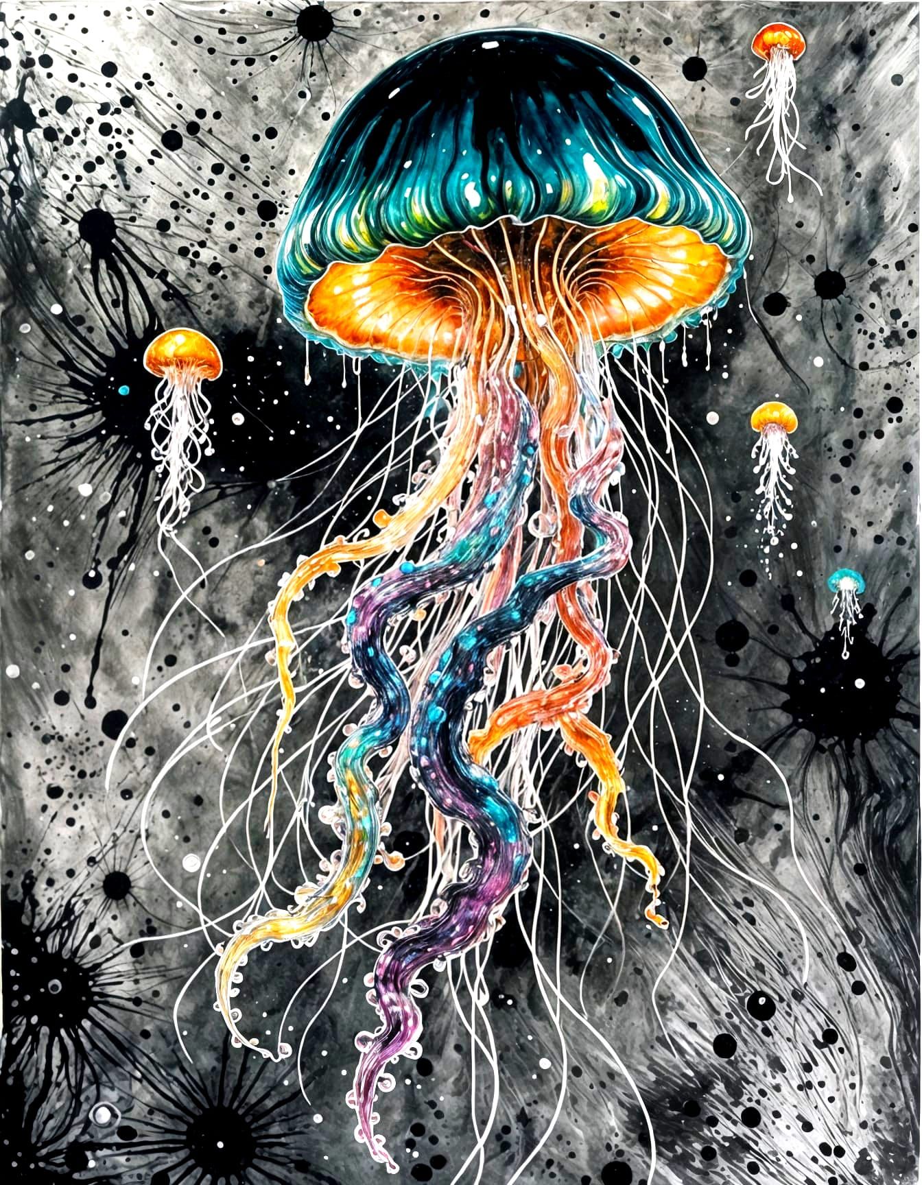 Psychedelic Jellyfish Crystal Tree in Astral Space