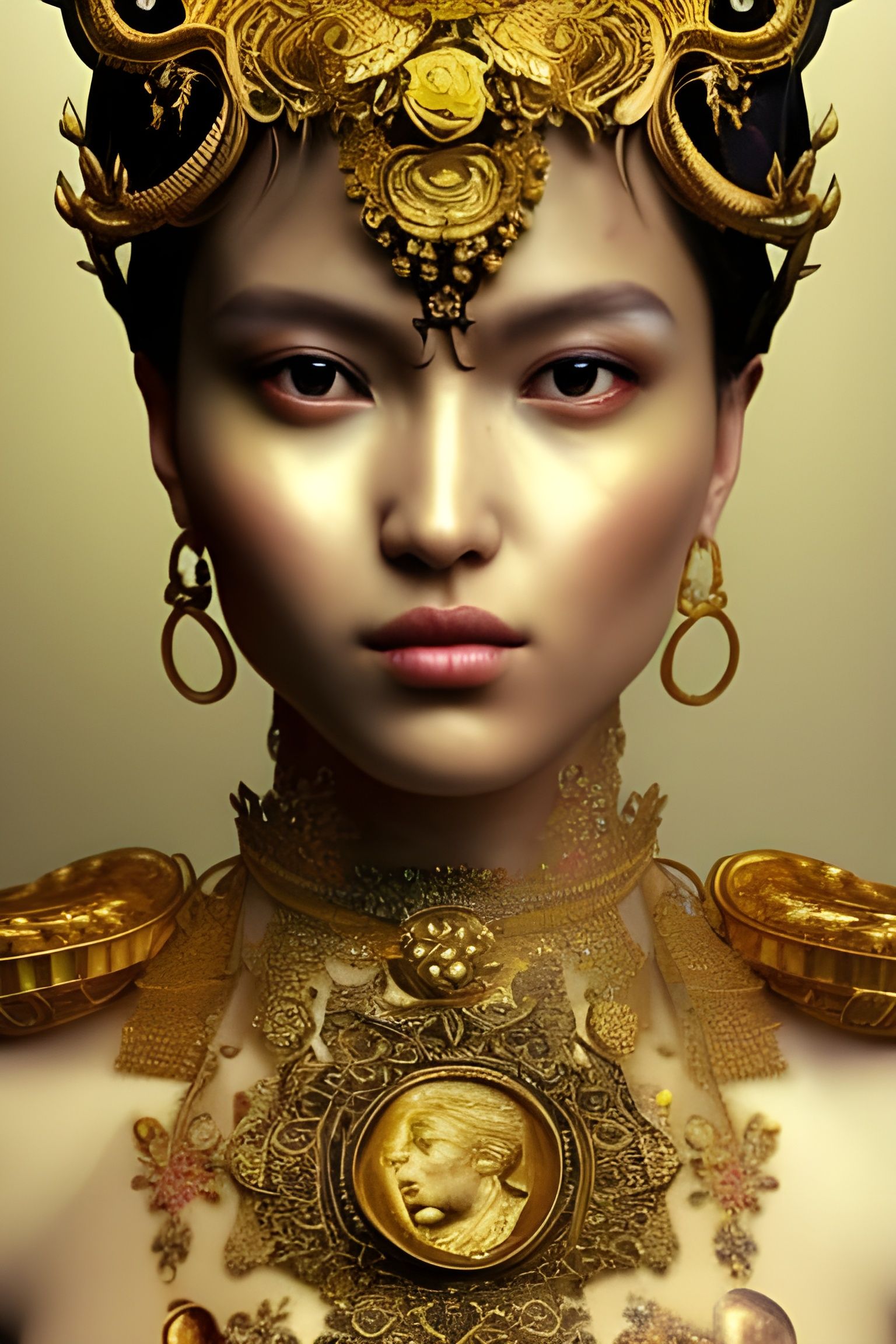 Goddess of Gold Coins: Hyperdetailed Fantasy Portrait