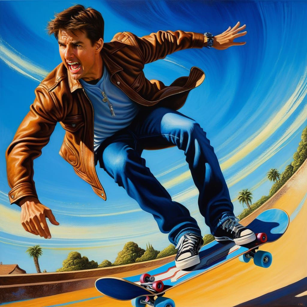 Tom Cruise Takes First Skateboarding Lessons in Intricate Po...