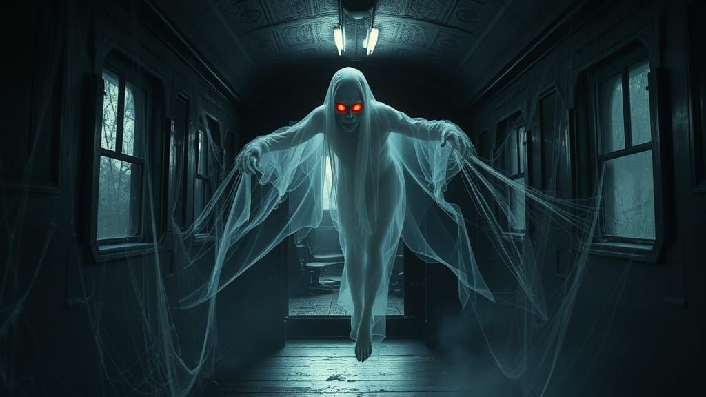 Ghostly Apparition in Abandoned Victorian Train Carriage