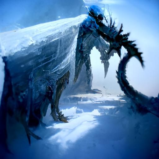 Icy Dragon in Sinister Fantasy Art Style