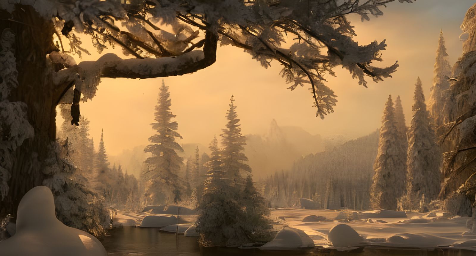 Icy Winter Landscape in Cinematic Style