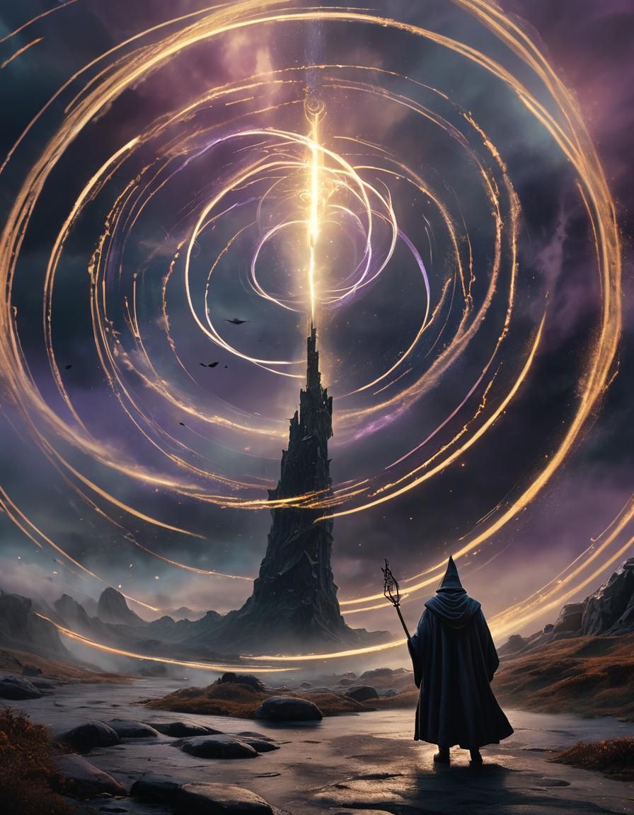 Dimensional Wizard in Mystical Vortex: Digital Matte Paintin...