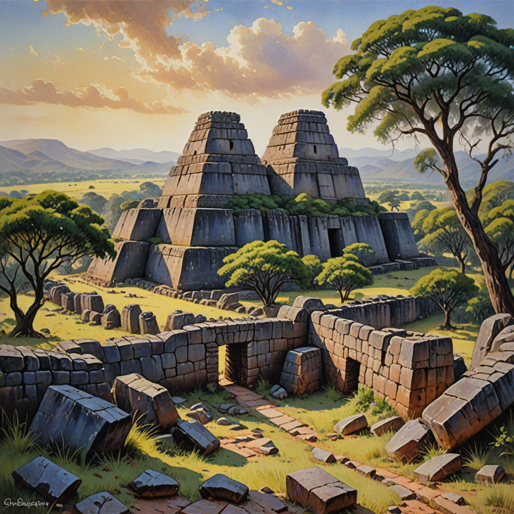 Ancient Watercolor Ruins of Zimbabwe