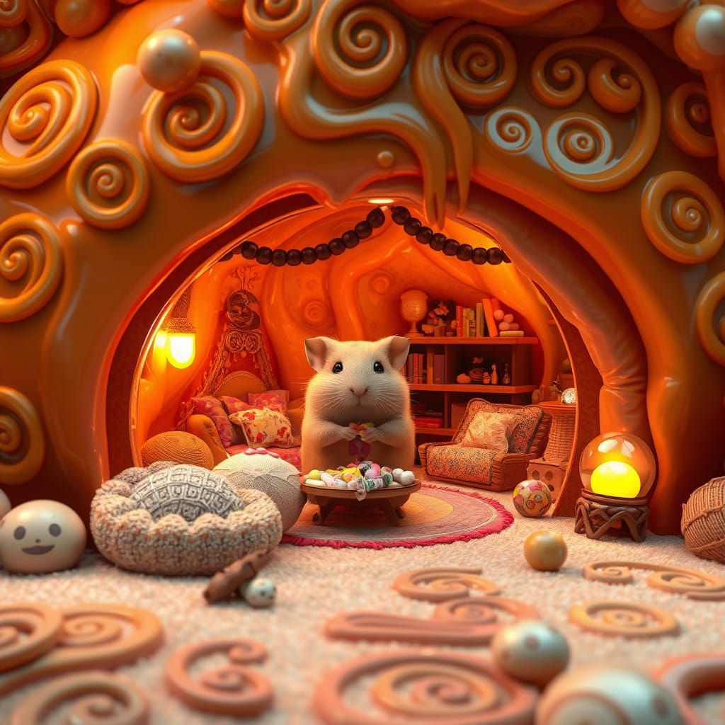 Enchanting Caramel Candy Hamster Abode