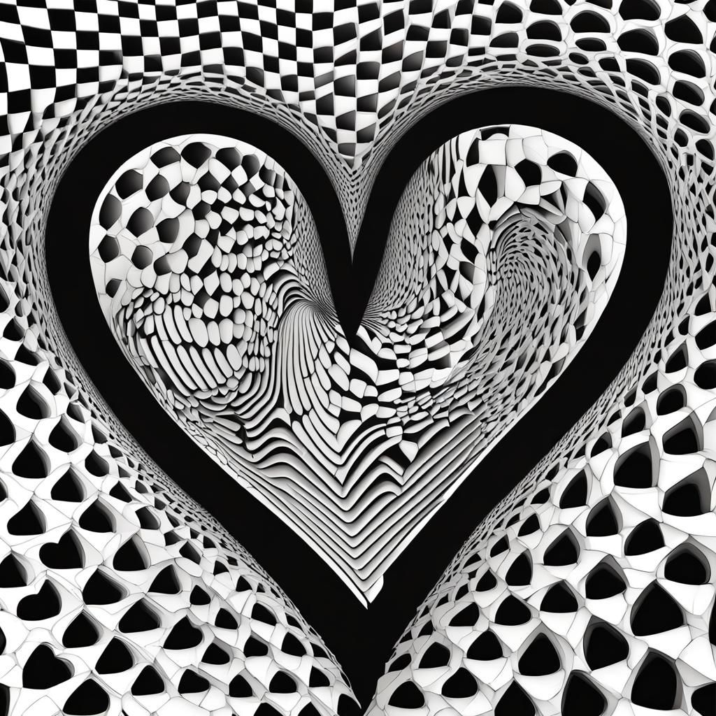Abstract Heart Graffiti with Zentangle Elements