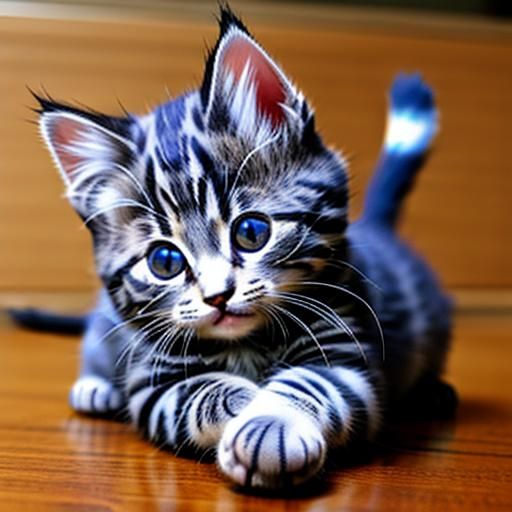Extremely Cute Kitten Rendered in Realistic Style