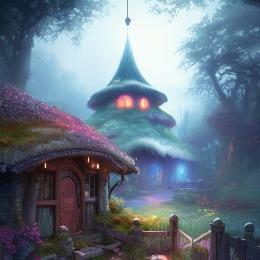 Whimsical Witch's House in Fantasy Kingdom
