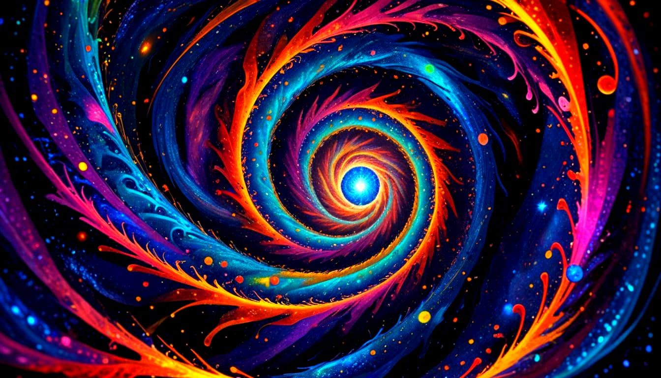 Omnispectral Vortex Tunnel of Creation: Cosmic Illustration