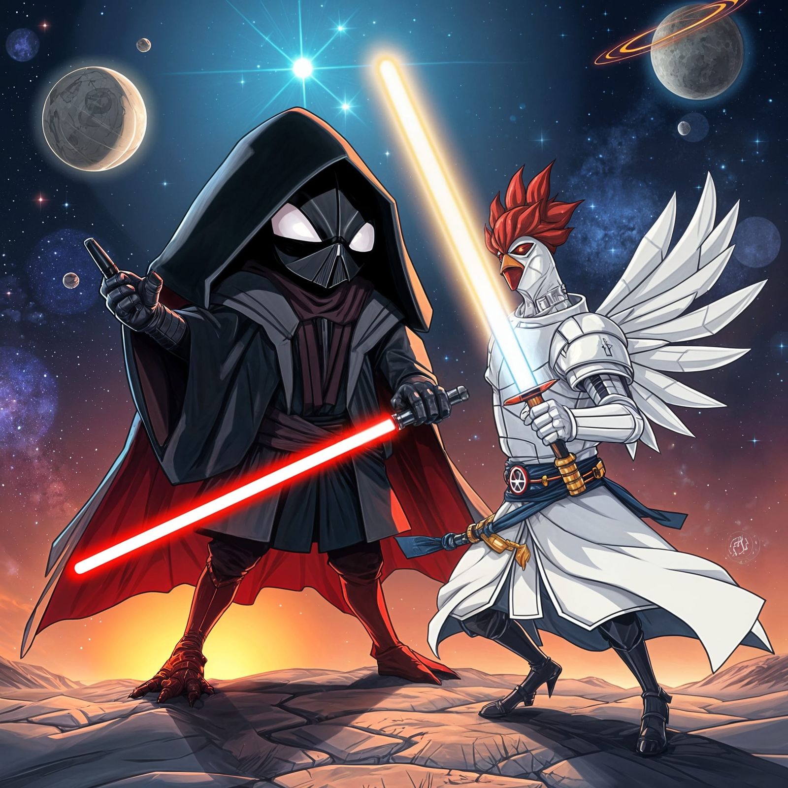 Cyberpunk Sith Lord Egg Battles Anime Chicken Jedi