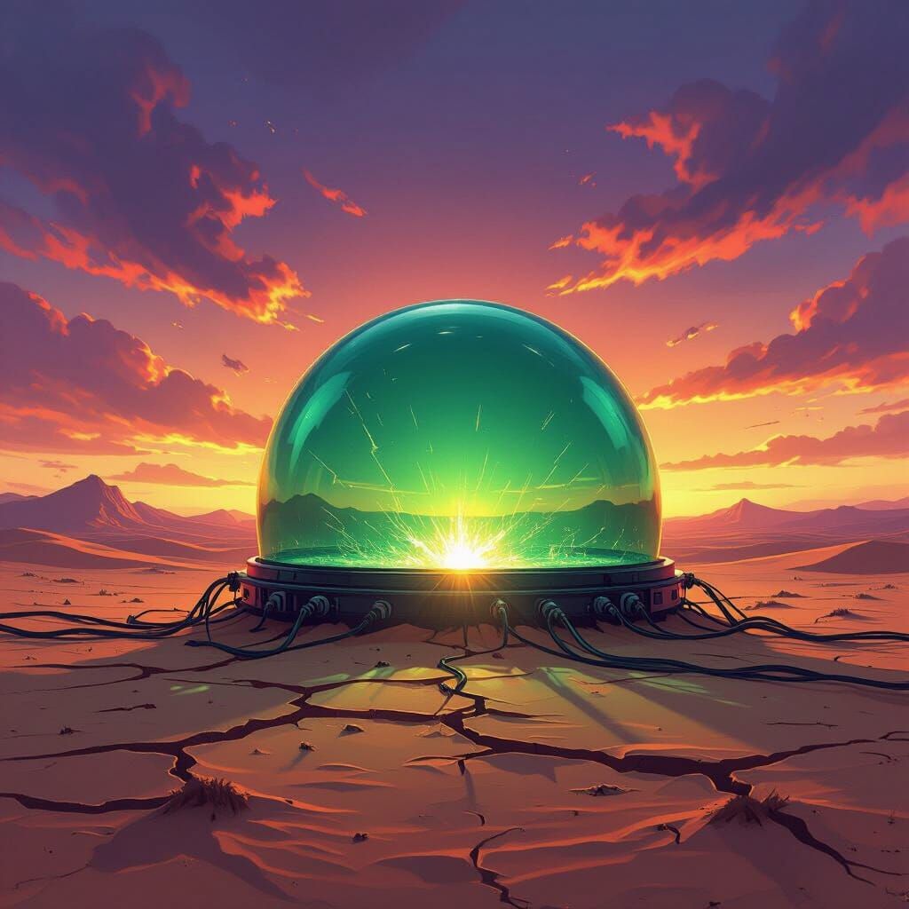 Monolith Dome in Desolate Desert Sunset
