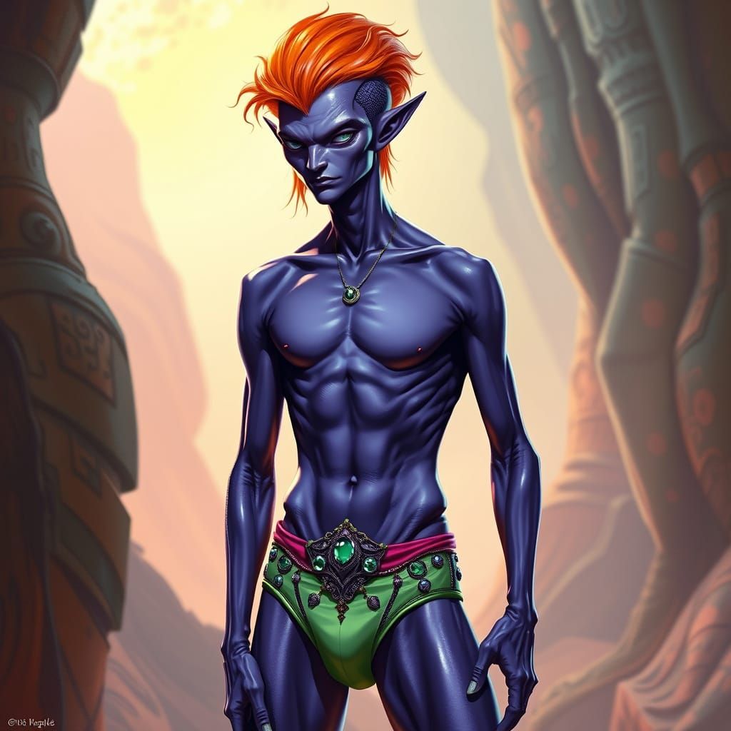 Purple Alien Male in Futuristic Digital Art