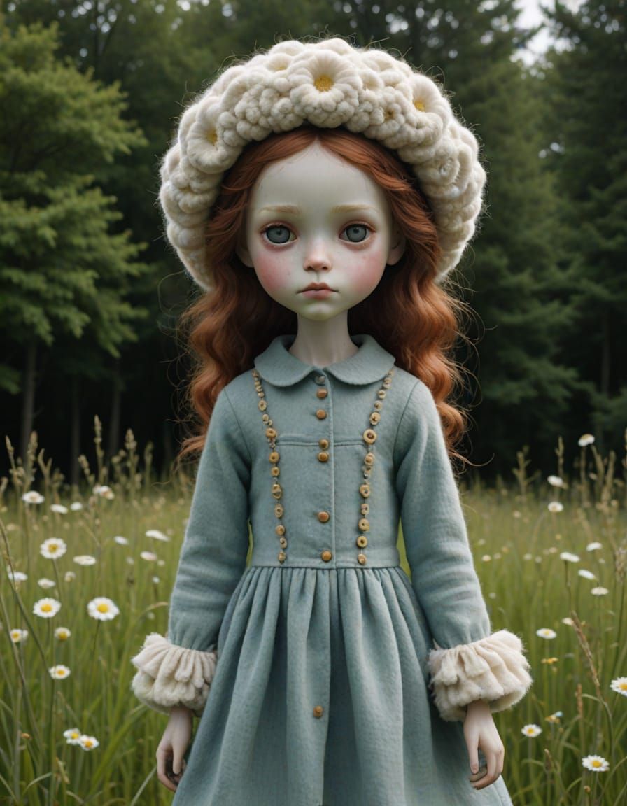 Whimsical Summer Scene with a Skinny Girl Standing in Front ...