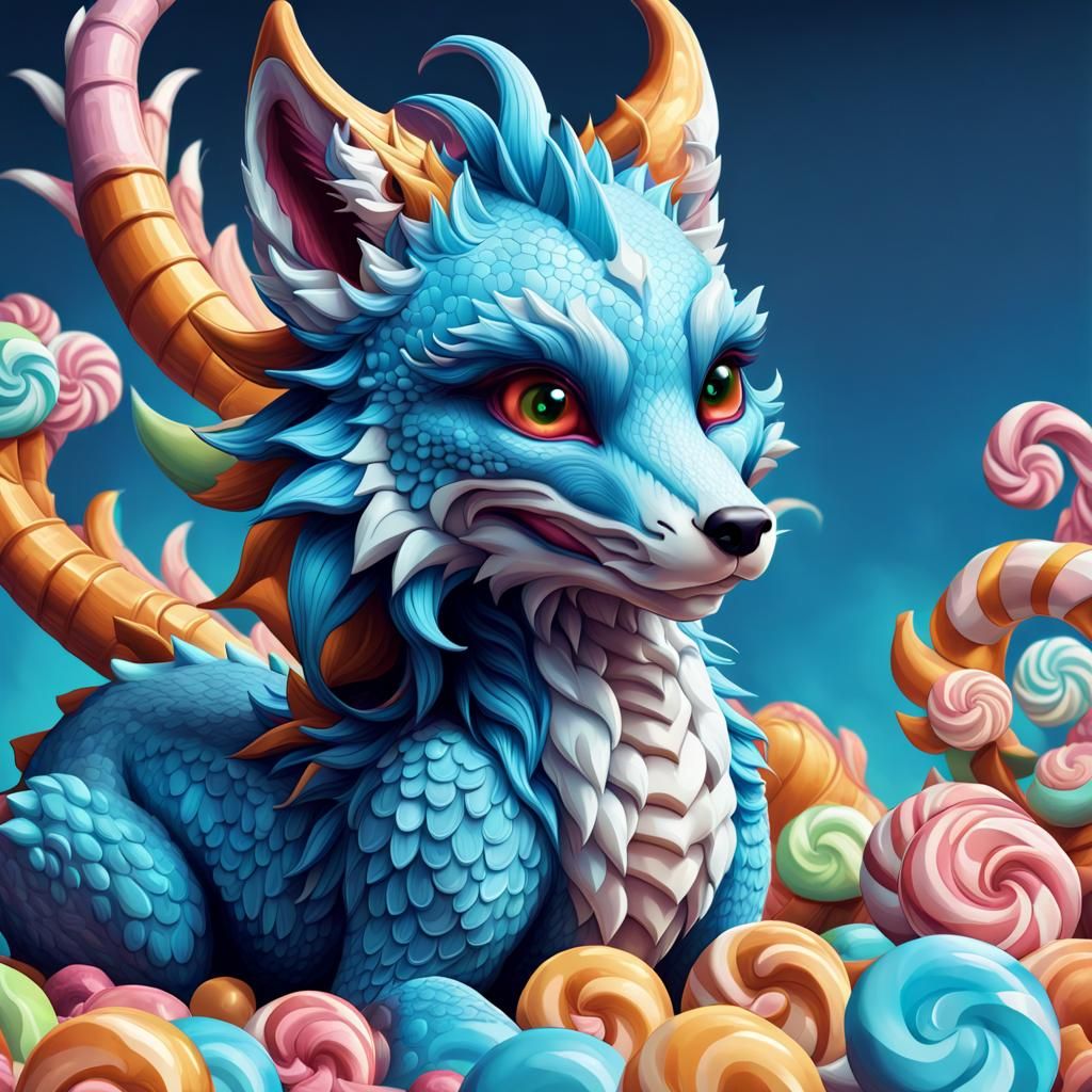 Candy Art Fox Dragon in Candyland