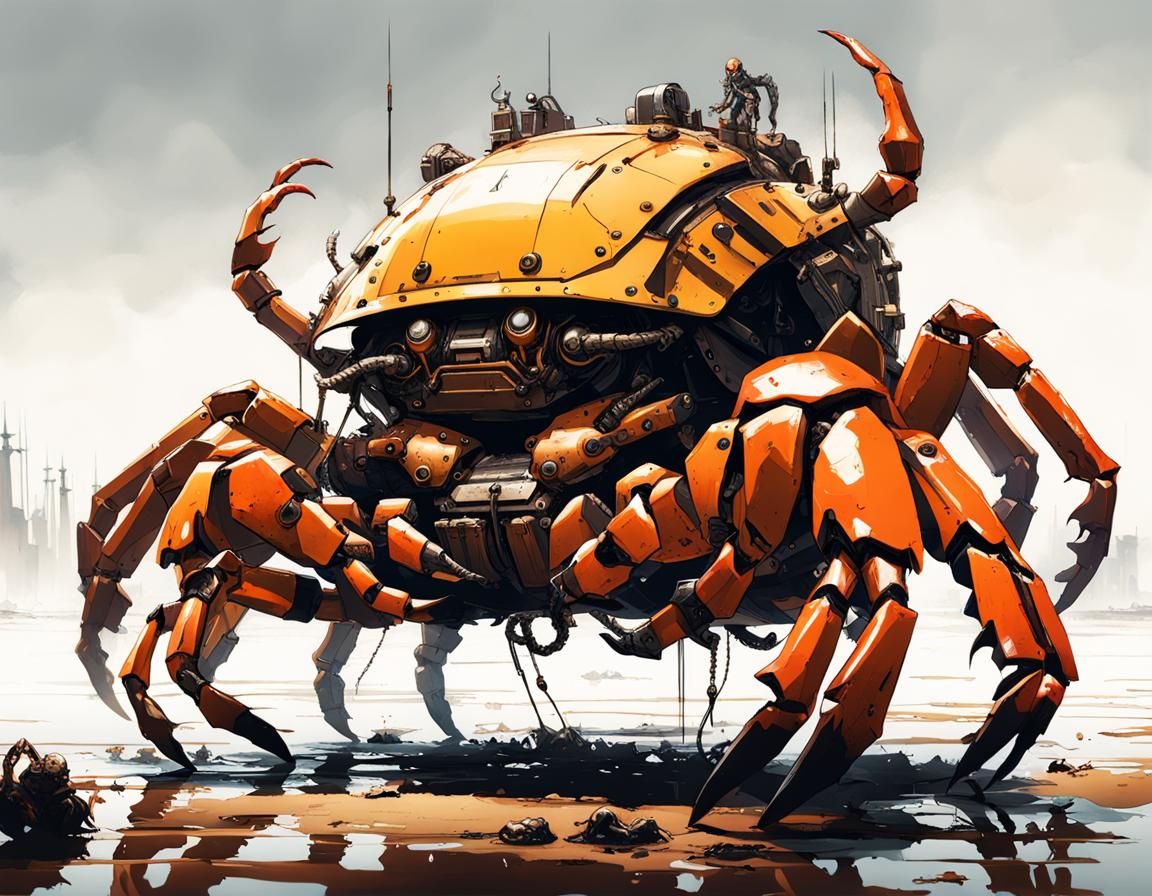 Mechanical Giant Crab: Inkpunk Character Concept Art