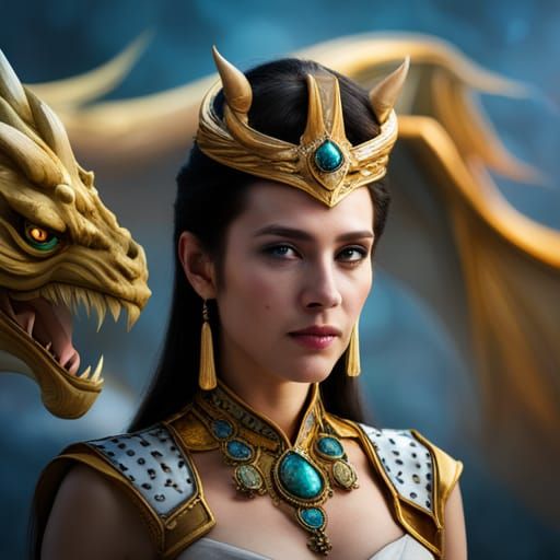 Dragon Queen with Snarling Dragon: Professional Photography