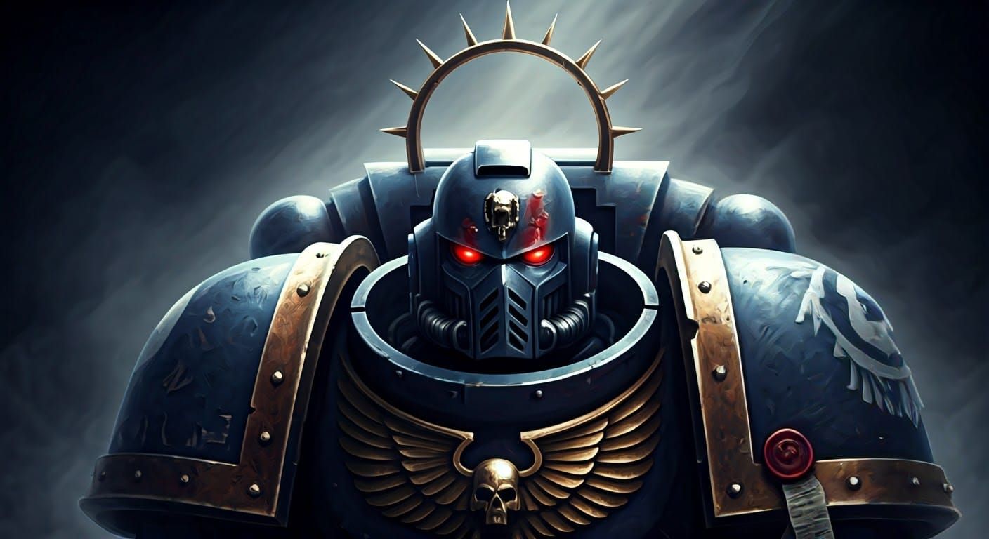 Warhammer 40k Space Marine Portrait in Ethereal Style