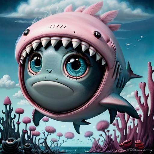 Whimsical Furry Creature with Hearts in 3D Style