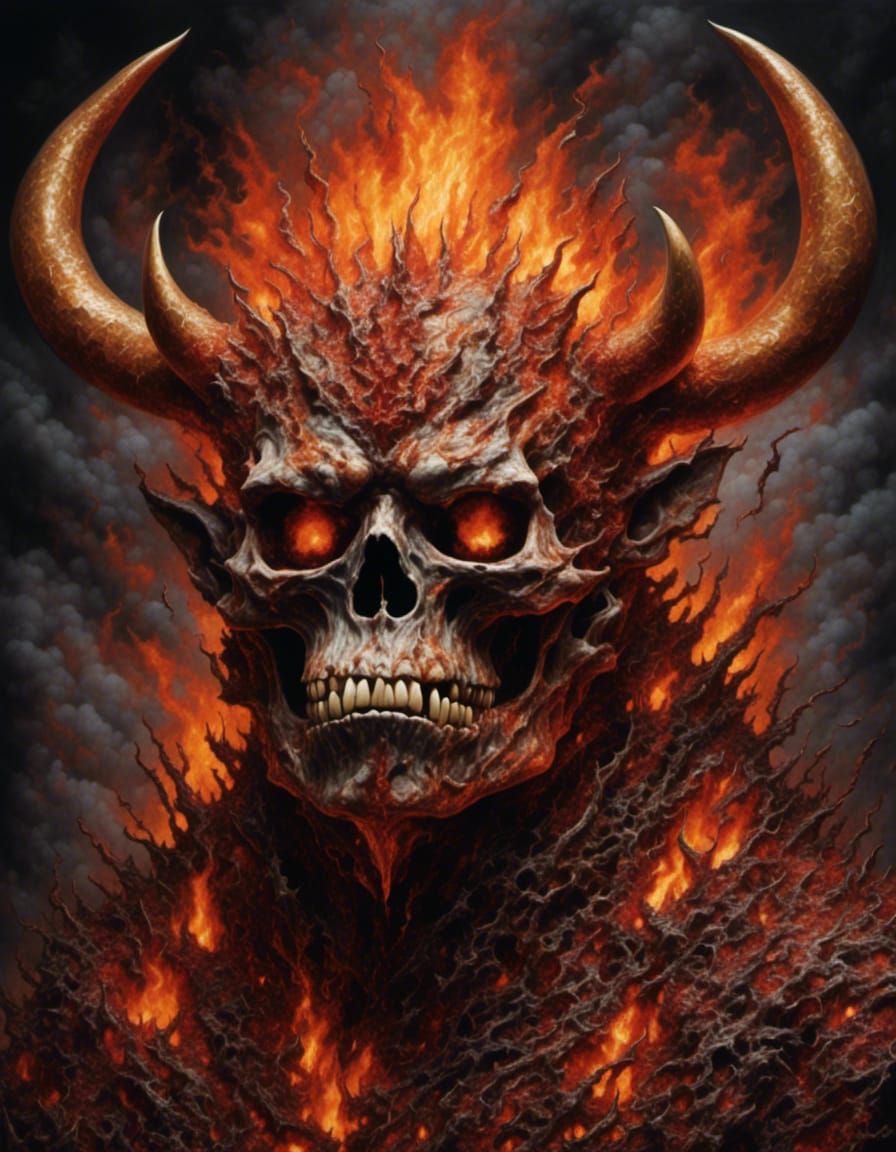 Infernal Burning Portrait with Intense Flames