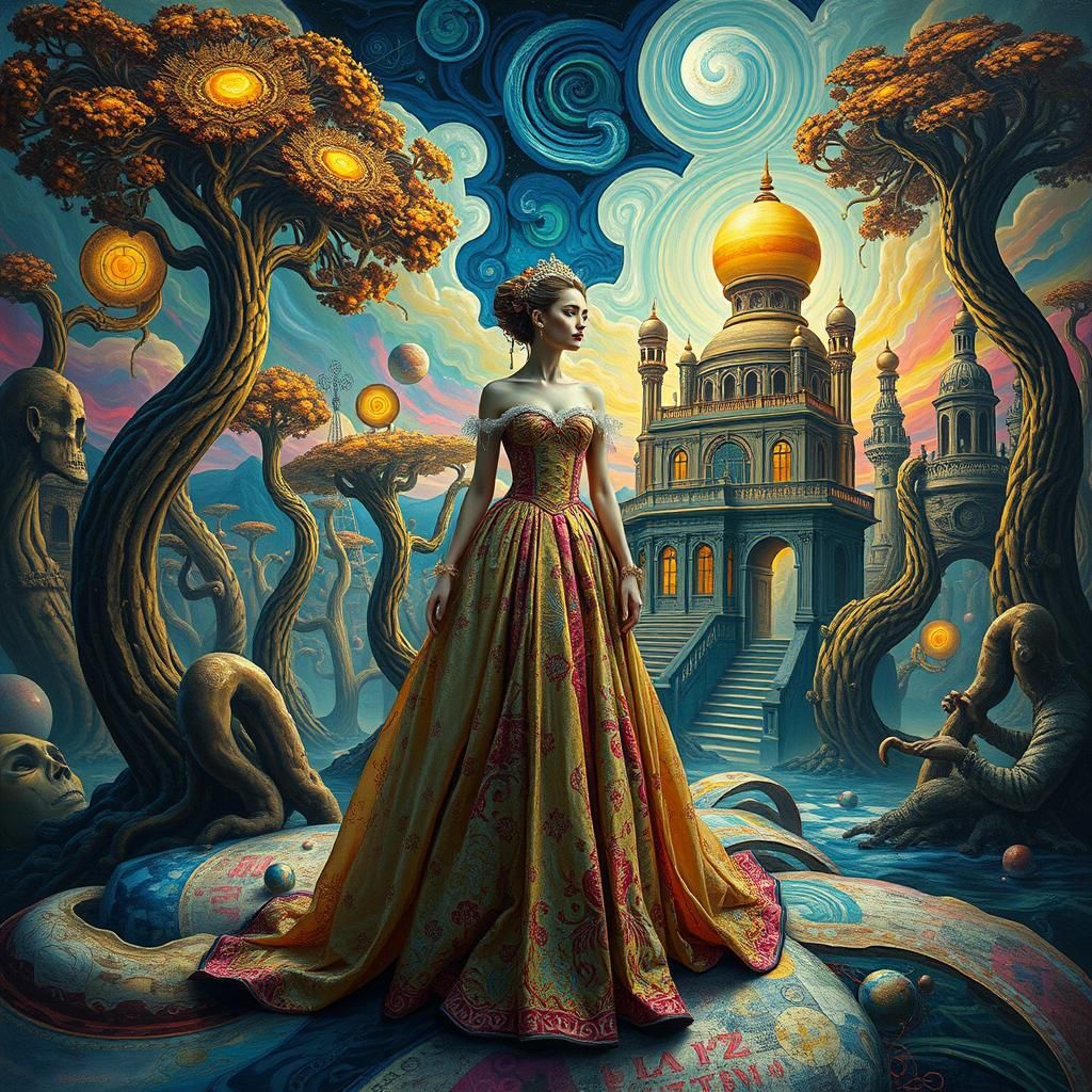 Surreal Renaissance Woman in a Futuristic Dreamscape