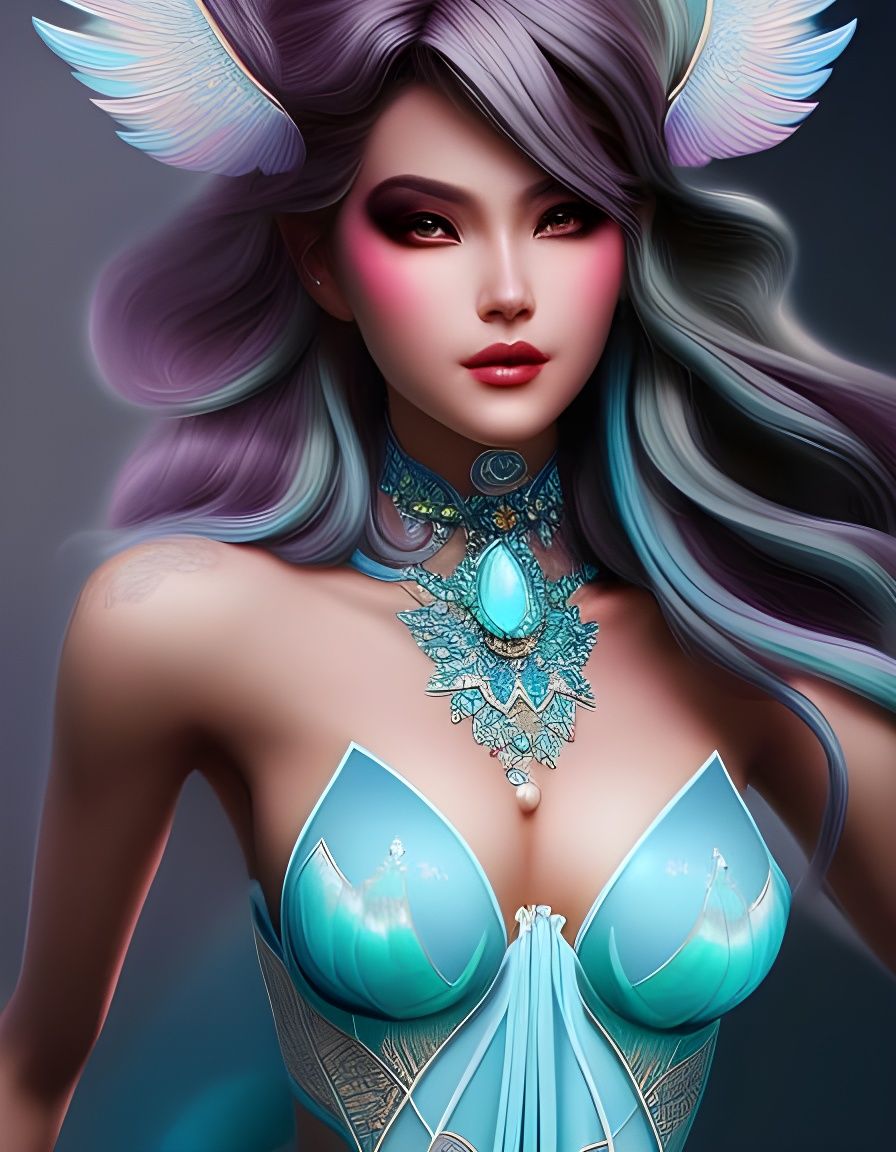 Ethereal Bird Woman Fusion in Artgerm Style
