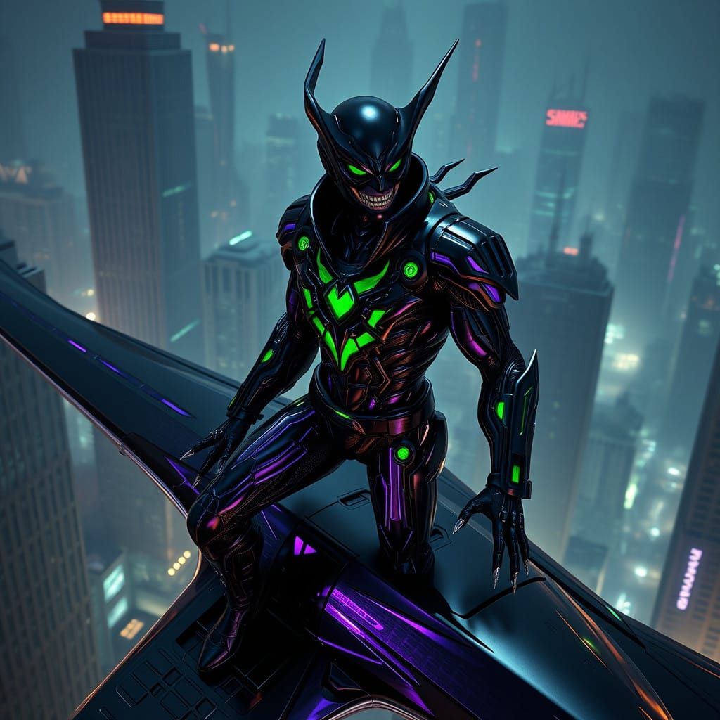 Gritty Green Goblin Soars Over Dystopian Metropolis