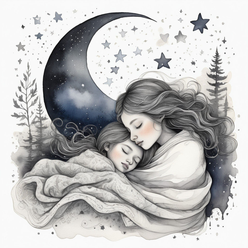 Whimsical Little Girl Under the Gentle Moonlight