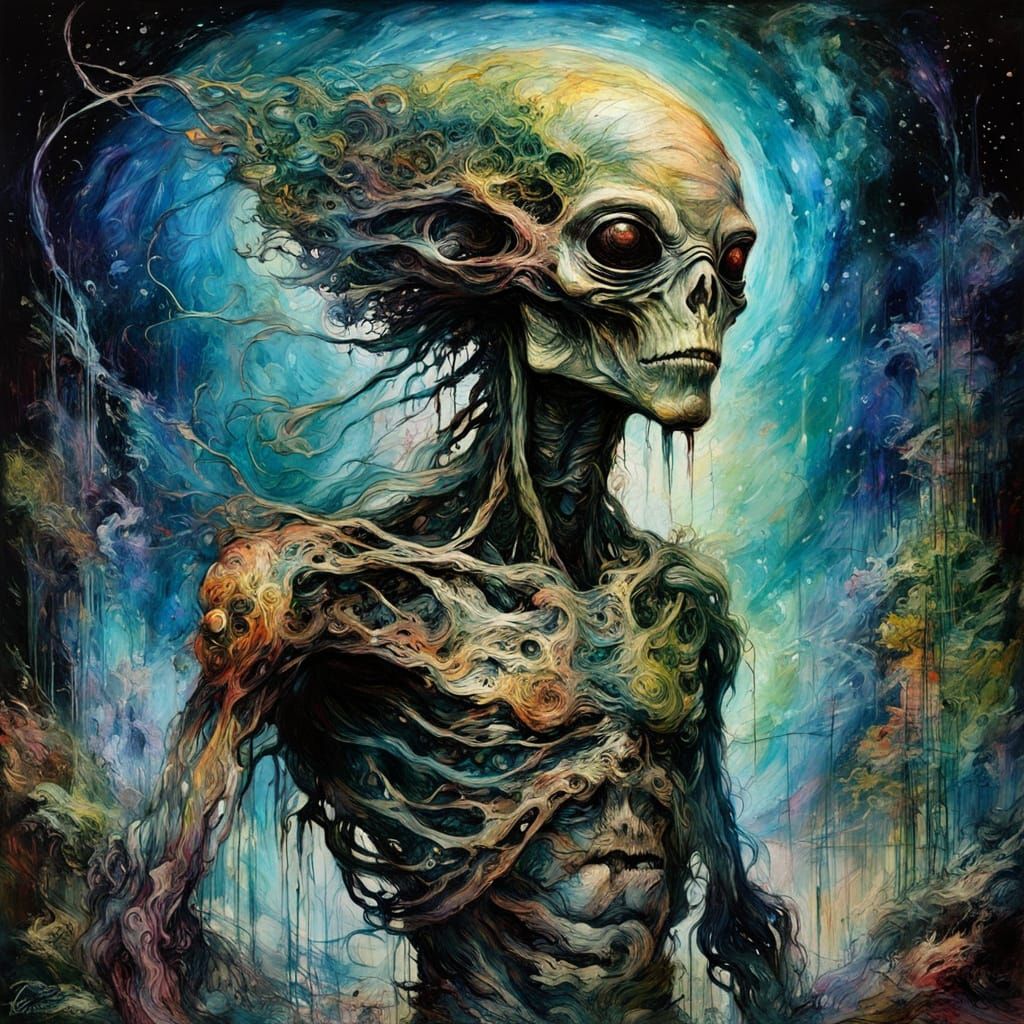 Cosmic Dreamscape in Neo-Expressionist Oil