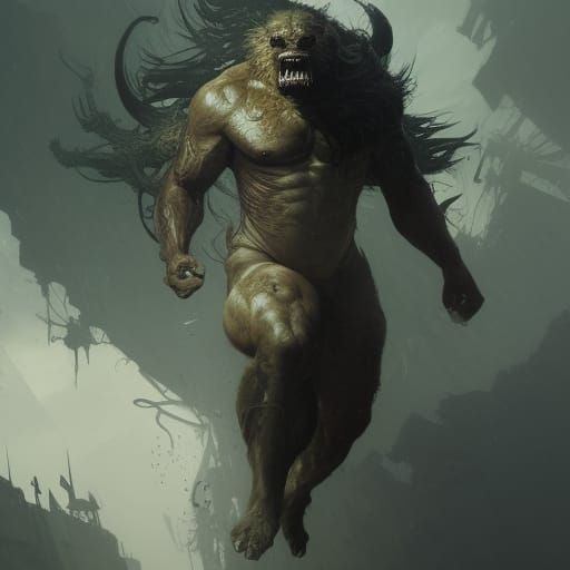 Half-Man Half-Beast Dark Fantasy Concept Art