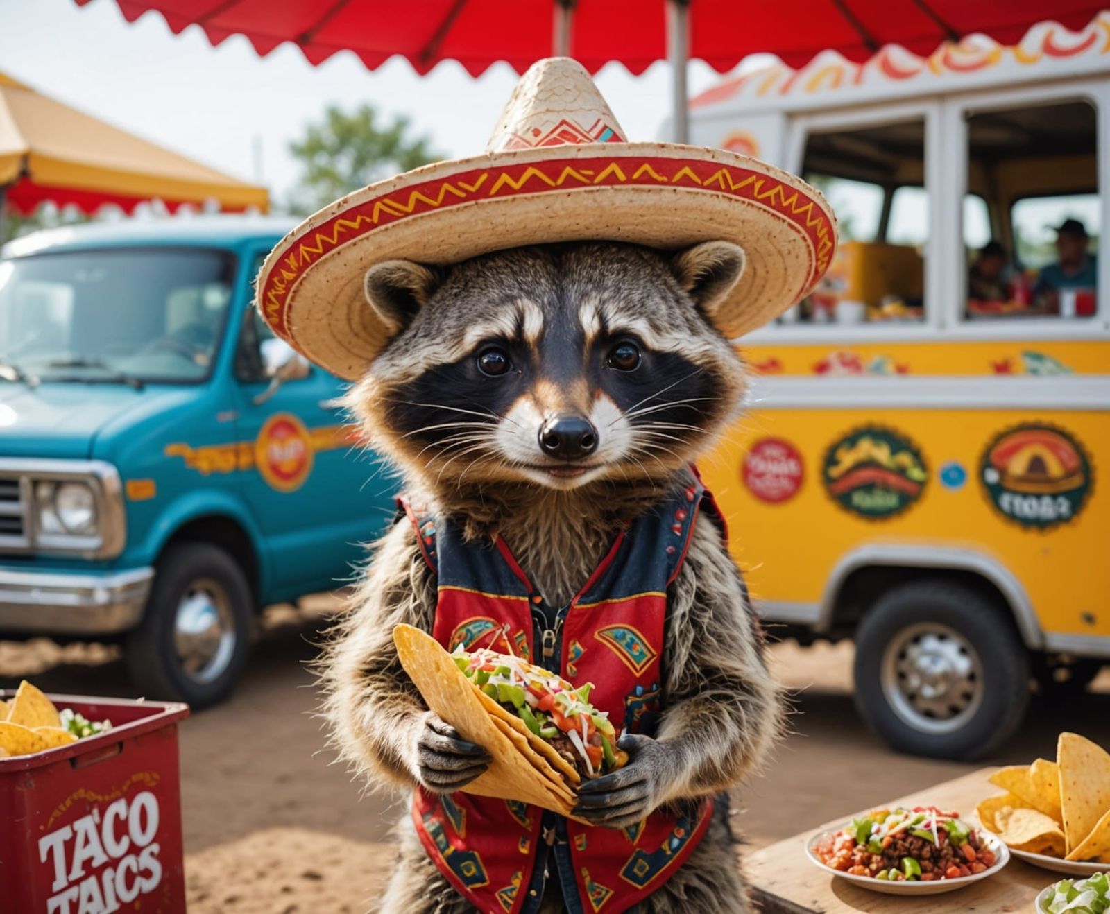 Raccoon Vendor Selling Tacos at Rodeo