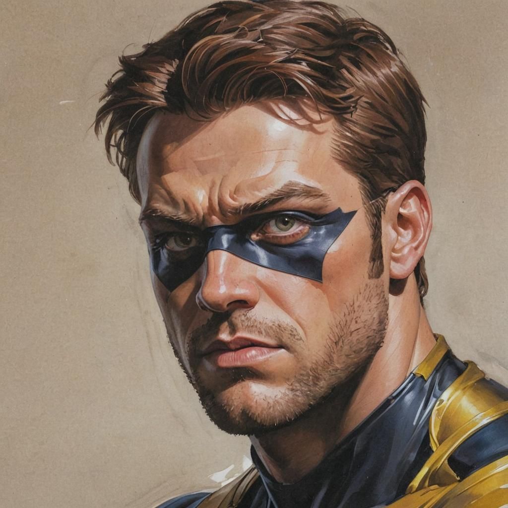 Visored Man's Self-Portrait in Pop Art Style