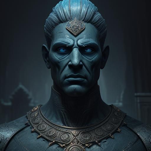 Mysterious Faceless Man in Ancient Temple Concept Art